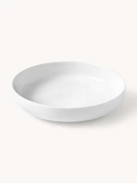 Platos hondos de porcelana Nessa, 4 uds., Porcelana dura de alta calidad esmaltada, Off White brillante, Ø 21 cm