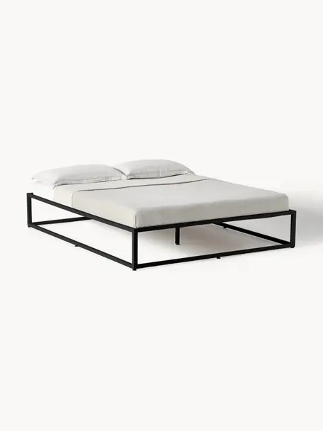 Cama de metal Neptun, Metal con pintura en polvo, Negro, Cama 180/200 cm (260 x 220 cm)