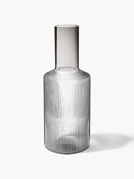 Carafe striée soufflée bouche Ripple, 1 L, Verre, soufflé bouche, Gris, transparent, 1 L