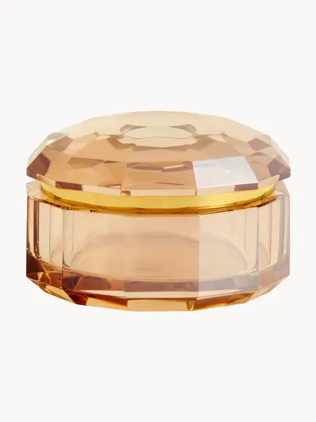 Szkatułka na biżuterię ze szkła kryształowego Crysta, Szkło kryształowe, Pomarańczowy, Ø 11 x W 6 cm