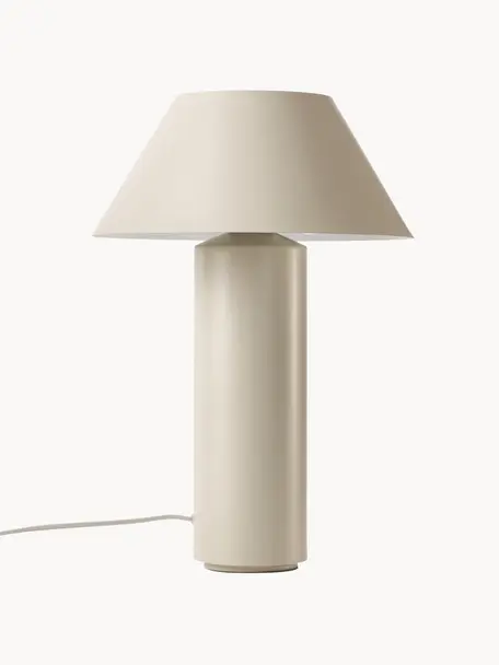 Lámpara de mesa Niko, Pantalla: metal recubierto, Cable: cubierto en tela, Beige claro, Ø 35 x Al 55 cm