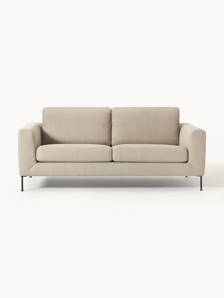 Sofa Cucita (2-osobowa), Tapicerka: tkanina (poliester) Dzięk, Stelaż: lite drewno sosnowe, Nogi: metal lakierowany Ten pro, Beżowa tkanina, S 187 x G 94 cm