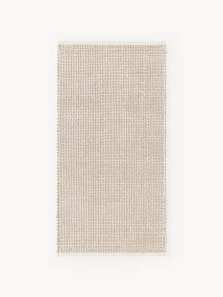 Handgewebter Wollteppich Amaro, Flor: 67 % Wolle, 33 % Baumwoll, Hellbeige, B 80 x L 150 cm (Grösse XS)