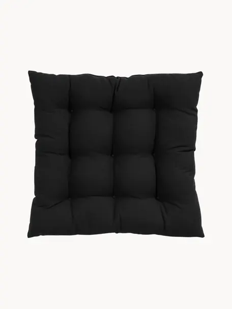 Coussins d'assise en coton Ava, 2 pièces, Noir, larg. 40 x long. 40 cm