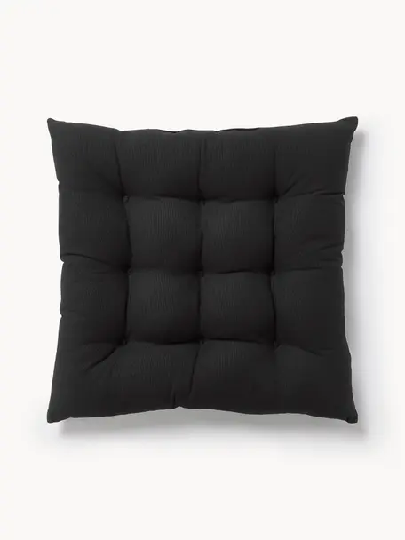 Cojines de asiento Ava, 2 uds., Funda: 100% algodón, Negro, An 40 x L 40 cm