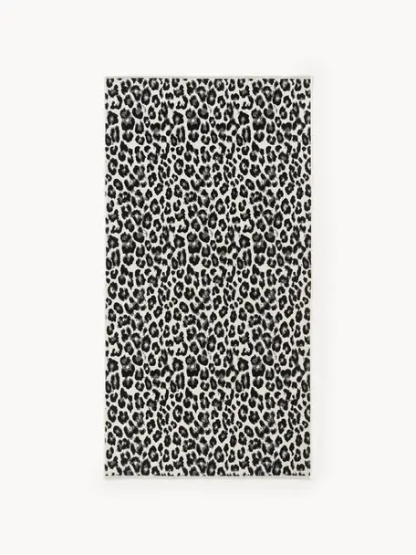 Telo mare con stampa leopardata Dale, Stampa: 100% velour Il materiale , Nero, bianco, Larg. 90 x Lung. 170 cm