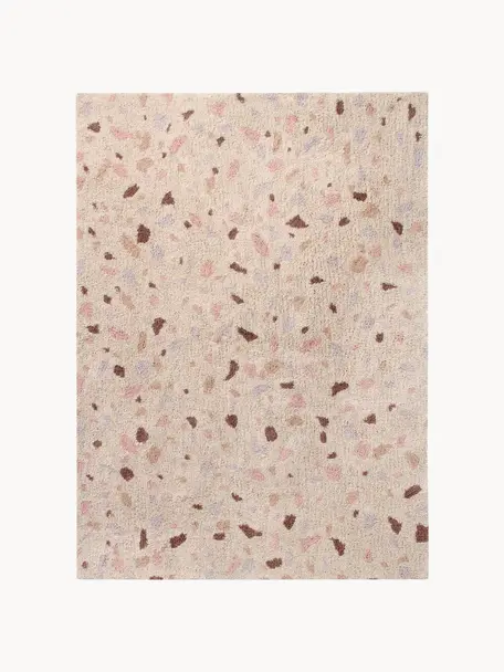 Handgeweven kindervloerkleed Terrazzo, wasbaar, Bovenzijde: 97% katoen, 3% kunstvezel, Onderzijde: 100% katoen, Perzik, roze tinten, B 140 x L 200 cm (maat M)