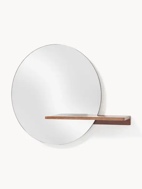 Miroir mural rond Sandro, Bois foncé, larg. 75 x haut. 60 cm