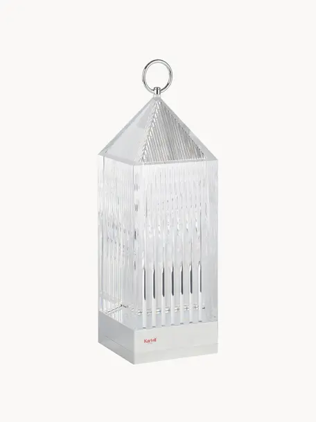 Mobilna lampa stołowa z funkcją przyciemniania Lantern, Tworzywo sztuczne, Odcienie srebrnego, S 10 x W 31 cm