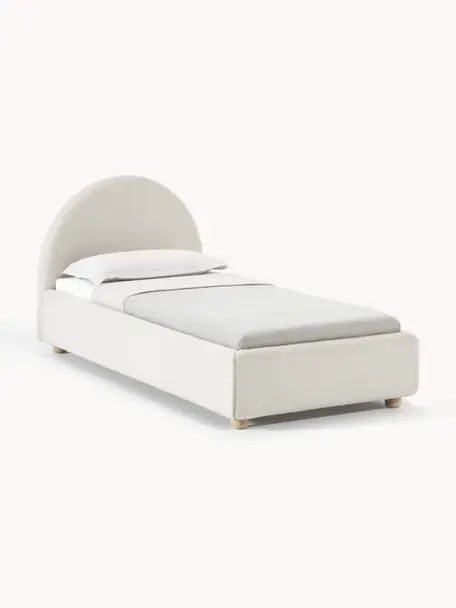 Jednolůžková bouclé postel Ebba, Krémově bílá, Š 90 cm, D 200 cm