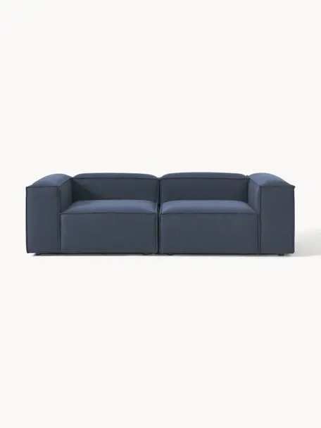 Modulares Sofa Lennon (3-Sitzer), Bezug: 100 % Polyester Der strap, Gestell: Massives Kiefernholz FSC-, Webstoff Dunkelblau, B 238 x T 119 cm