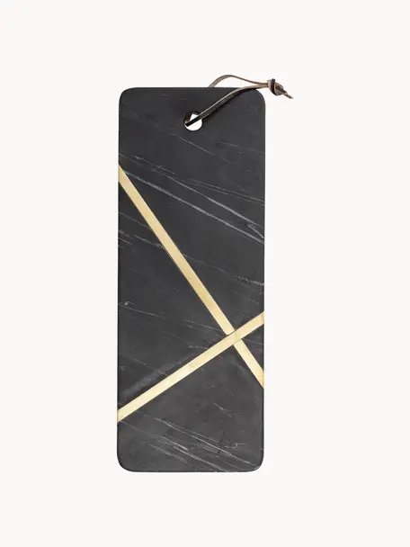 Planche à découper en marbre Elsi, Noir, doré, larg. 41 x haut. 16 cm