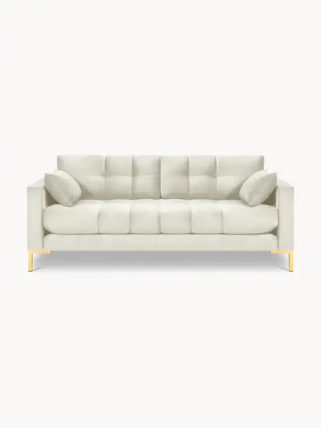 Sofa z aksamitu Mamaia (2-osobowa), Tapicerka: 100% aksamit poliestrowy , Nogi: metal powlekany, Jasnobeżowy aksamit, S 152 x G 92 cm