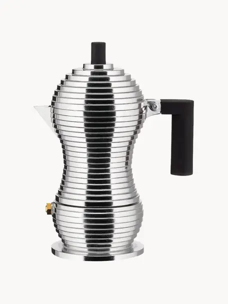 Espresso kávovar na jeden šálek Pulcina, Stříbrná, černá, Š 13 cm, V 17 cm