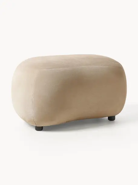 Pouf Alba, Tissu beige, larg. 70 x haut. 42 cm, courbé à gauche