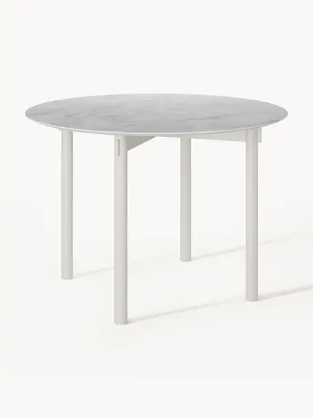 Runder Esstisch Mavi, Ø 110 cm, Tischplatte: Keramik, Beine: Metall, pulverbeschichtet, Weiss, Ø 110 cm