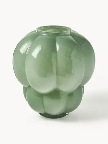 Jarrón de vidrio Uva, 35 cm, Vidrio, Verde salvia, Ø 32 x Al 35 cm