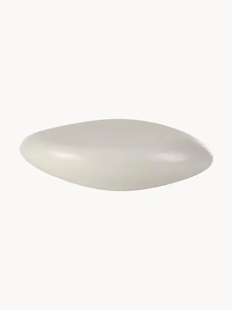 Tavolino ovale da salotto a forma di pietra Pietra, Plastica in fibra di vetro laccata, Beige, Larg. 116 x Alt. 28 cm