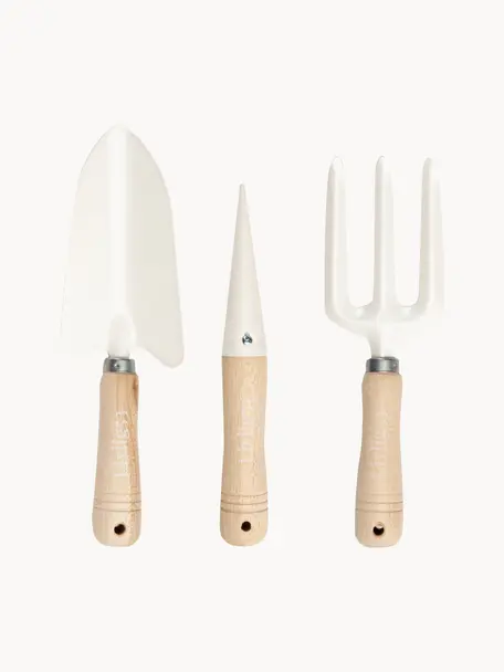 Outils de jardinage Polly, 3 élém., Blanc, bois clair, Lot de différentes tailles