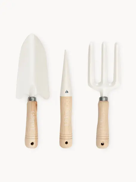 Outils de jardinage Polly, 3 élém., Blanc, bois clair, Lot de tailles différentes