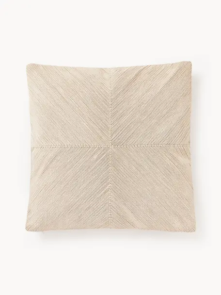 Funda de cojín de algodón texturizado Rino, 100% algodón, Beige, An 45 x L 45 cm