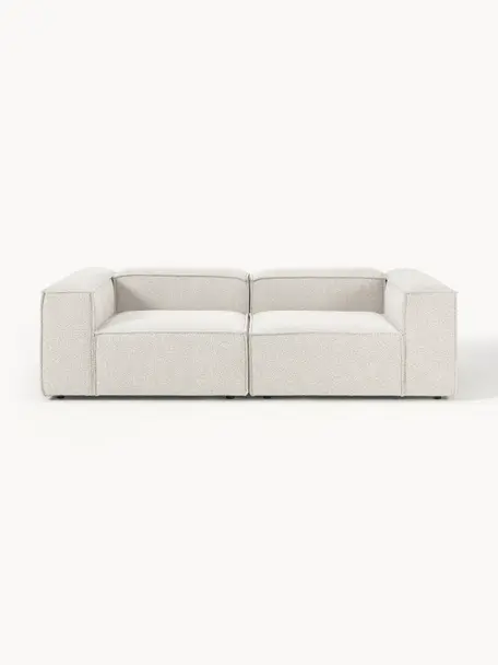 Modulares Sofa Lennon (3-Sitzer) aus Bouclé, Bezug: Bouclé (100 % Polyester) , Gestell: Massives Kiefernholz, Spe, Füße: Kunststoff Dieses Produkt, Bouclé Off White, B 238 x T 119 cm