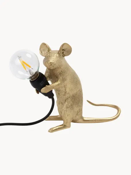 Malá dizajnová stolová lampa Mouse, Odtiene zlatej, Š 5 x H 13 cm