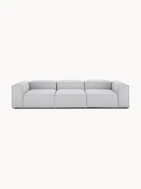 Modulares Sofa Lennon (4-Sitzer), Bezug: 100 % Polyester Der strap, Gestell: Massives Kiefernholz FSC-, Füße: Kunststoff, Webstoff Grau, B 327 x T 119 cm