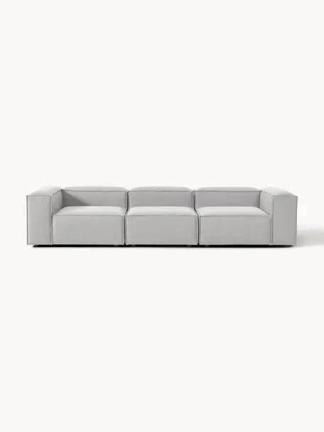 Modulares Sofa Lennon (4-Sitzer), Bezug: 100 % Polyester Der strap, Gestell: Massives Kiefernholz, Spe, Webstoff Grau, B 327 x T 119 cm