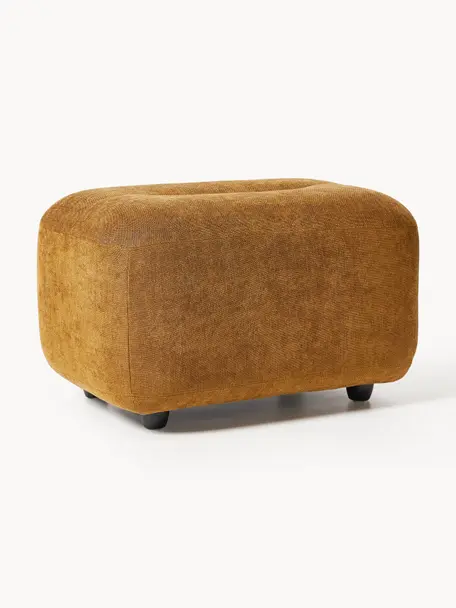 Hocker Stella, Bezug: 85 % Polyester, 15 % Baum, Gestell: Massives Buchenholz, Span, Webstoff Ocker, B 71 x H 43 cm