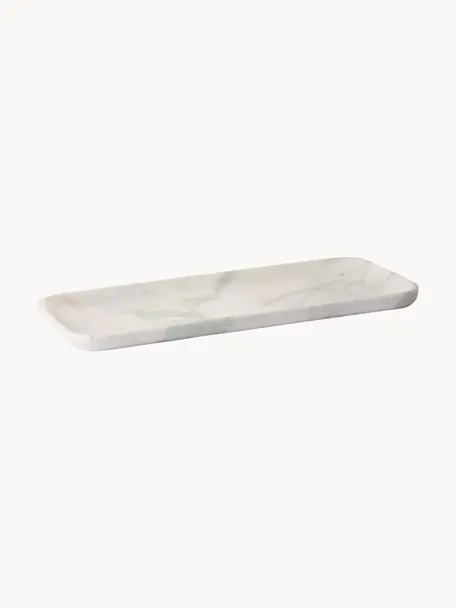 Piatto da portata Tina, Marmo, Bianco marmorizzato, Larg. 30 x Prof. 12 cm