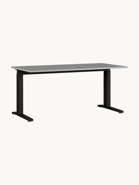 Höhenverstellbarer Schreibtisch Easy, Tischplatte: Spanplatte mit Melaminhar, Gestell: Metall, pulverbeschichtet, Dunkelgrau, Schwarz, B 160 x T 80 cm