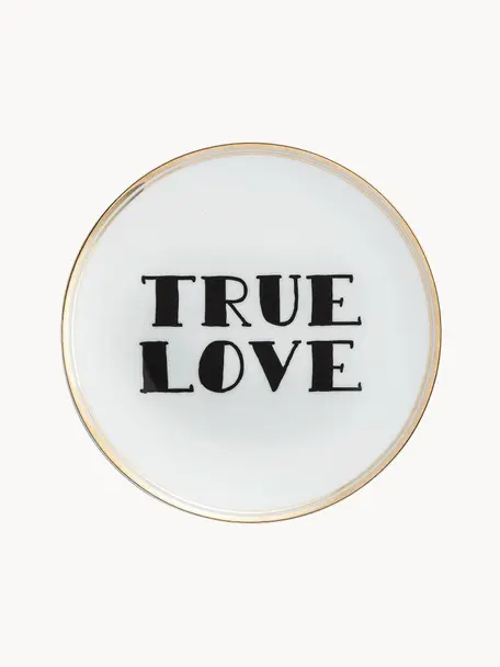 Piatto colazione in porcellana con scritta True Love, Porcellana, True Love, Ø 17 cm