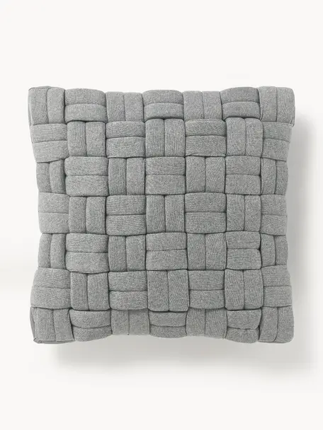 Housse de coussin 40x40 tressée Norman, Gris clair, larg. 40 x long. 40 cm