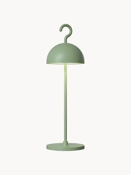 Lampada piccola da esterno a LED con luce regolabile Hook, Lampada: alluminio rivestito, Verde salvia, Ø 11 x Alt. 36 cm