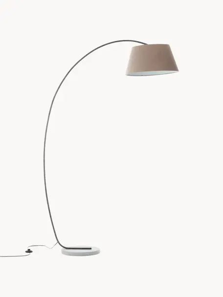 Grand lampadaire arc vintage Brok, Beige, gris foncé, haut. 196 cm