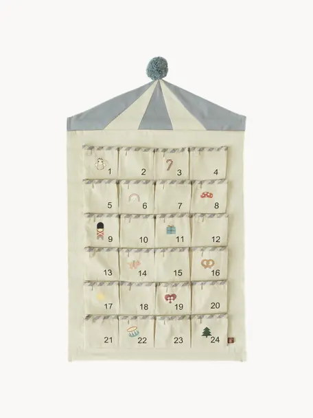 Adventskalender Circus, 100 % Baumwolle, Beige, Hellgrau, Mehrfarbig, B 50 x L 85 cm