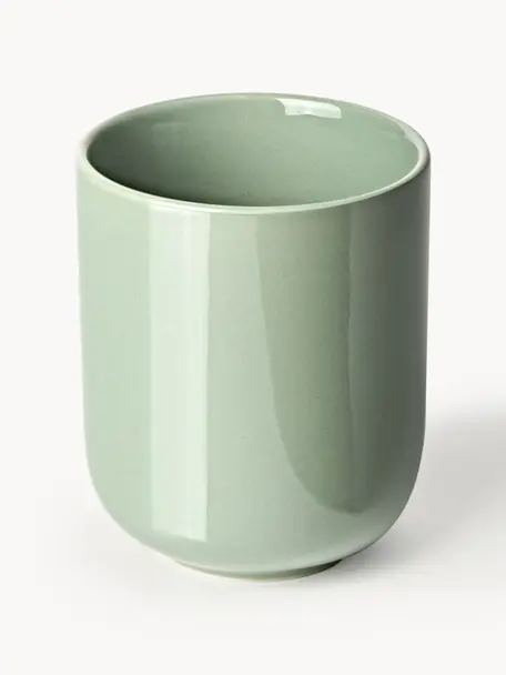 Tazas de porcelana Nessa, 4 uds., Porcelana dura de alta calidad esmaltada, Verde salvia brillante, Ø 8 x Al 10 cm, 200 ml