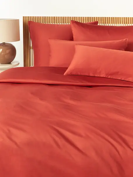 Katoensatijnen dekbedovertrek Comfort, Weeftechniek: satijn Draaddichtheid 300, Roodbruin, B 200 x L 200 cm