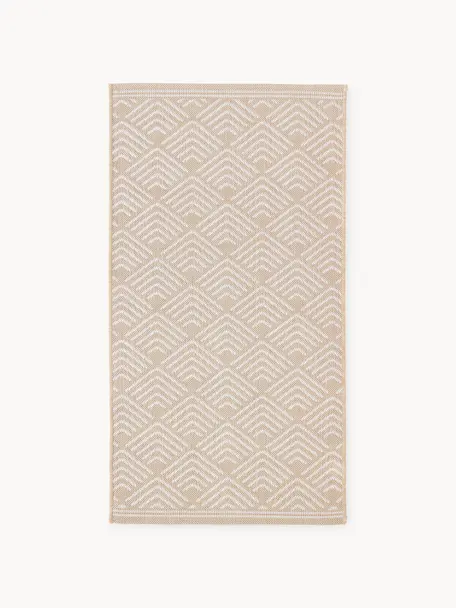 Alfombra estampada de interior/exterior Milano, Parte superior: 70% polipropileno recicla, Beige, blanco, An 80 x L 150 cm (Tamaño XS)