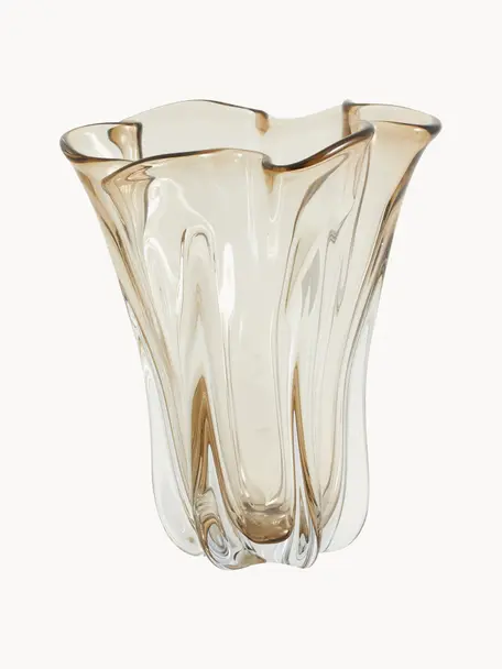 Jarrón de vidrio Komnio, 27 cm, Vidrio, Marrón claro transparente, Ø 22 x Al 27 cm