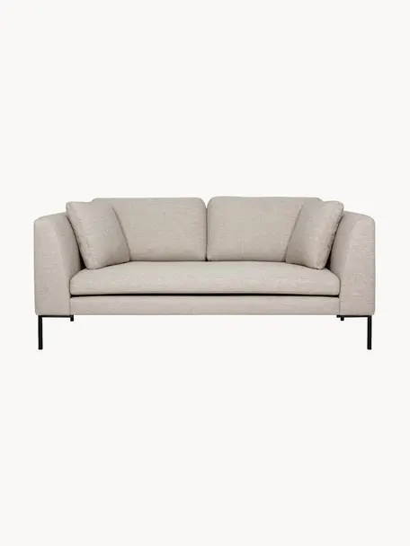 Sofa Emma (3-Sitzer) mit Metall-Füßen, Bezug: Polyester 100.000 Scheuer, Gestell: Massives Kiefernholz, FSC, Füße: Metall, pulverbeschichtet, Webstoff Hellbeige, B 194 x T 100 cm