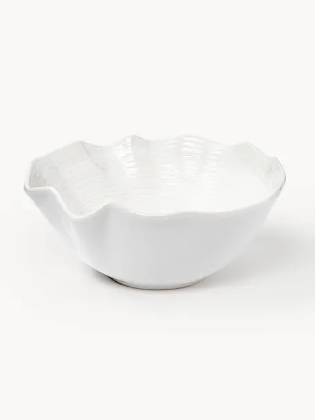 Saladier de forme organique Colleen, Grès cérame, Blanc, Ø 29 x haut. 12 cm