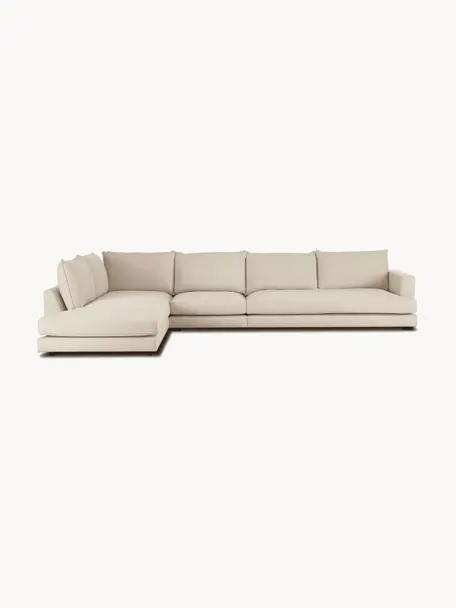 Canapé d'angle XL Tribeca, Tissu beige clair, larg. 405 x prof. 228 cm, méridienne à gauche