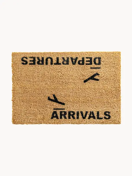 Paillasson Arrivals and Departures, Brun, noir, larg. 40 x long. 60 cm