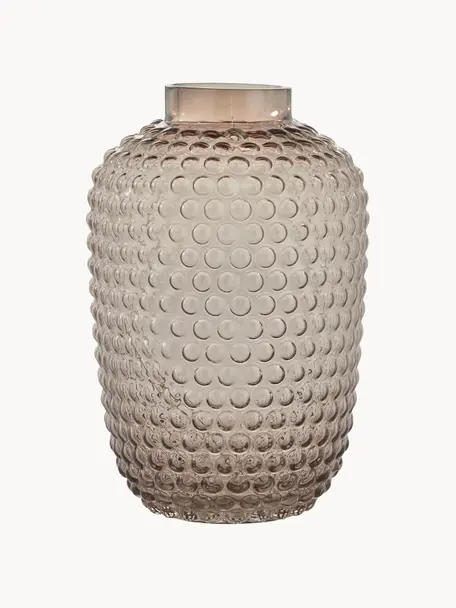 Jarrón de vidrio soplado artesanalmente Dorinia, Vidrio, Marrón, Ø 18 x Al 25 cm