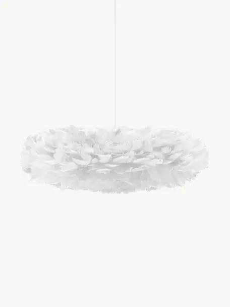 Lampa wisząca z piór Eos Esther, Biały, S 60 x W 16 cm