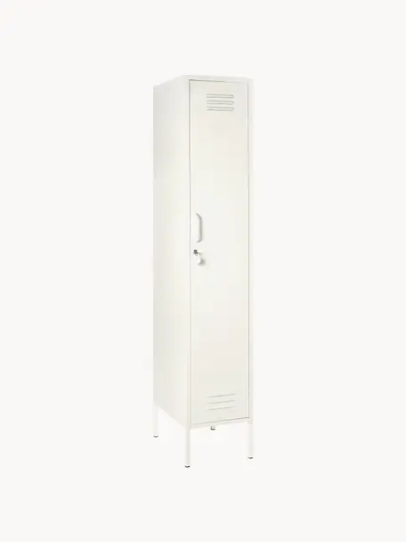 Malá šatní skříň The Skinny, Ocel s práškovým nástřikem, Tlumeně bílá, Š 35 cm, V 183 cm