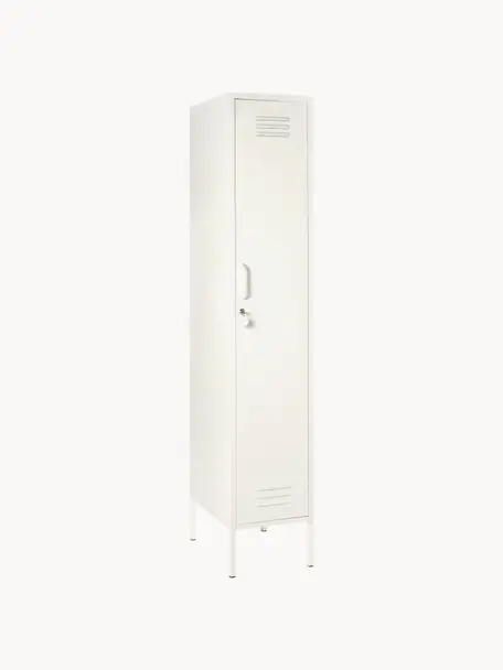 Armadietto piccolo Skinny, Acciaio verniciato a polvere, Bianco crema, Larg. 35 x Alt. 183 cm