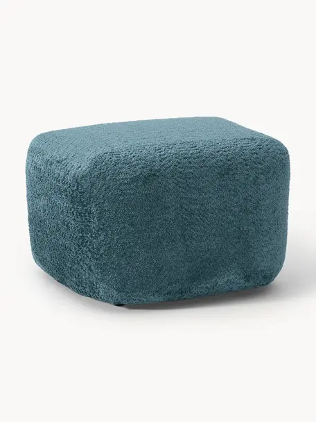 Sofa-Hocker Wolke aus Teddy-Bouclé, Bezug: Teddy-Bouclé (100 % Polye, Teddy-Bouclé Petrol, B 64 x H 41 cm